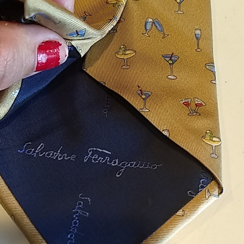 ❤FINALPRICE❤️SalvatoreFerragamotiegoldfglassofwine - Picture 6 of 6